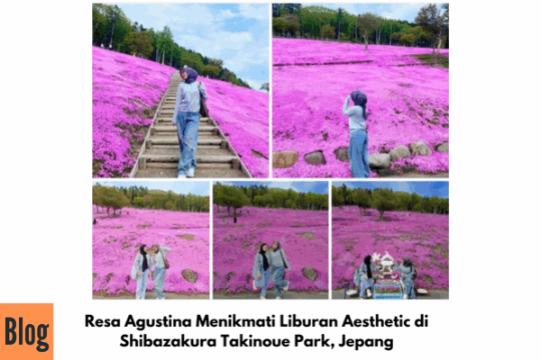 Resa Agustina Menikmati Liburan Aesthetic di Shibazakura Takinoue Park, Jepang